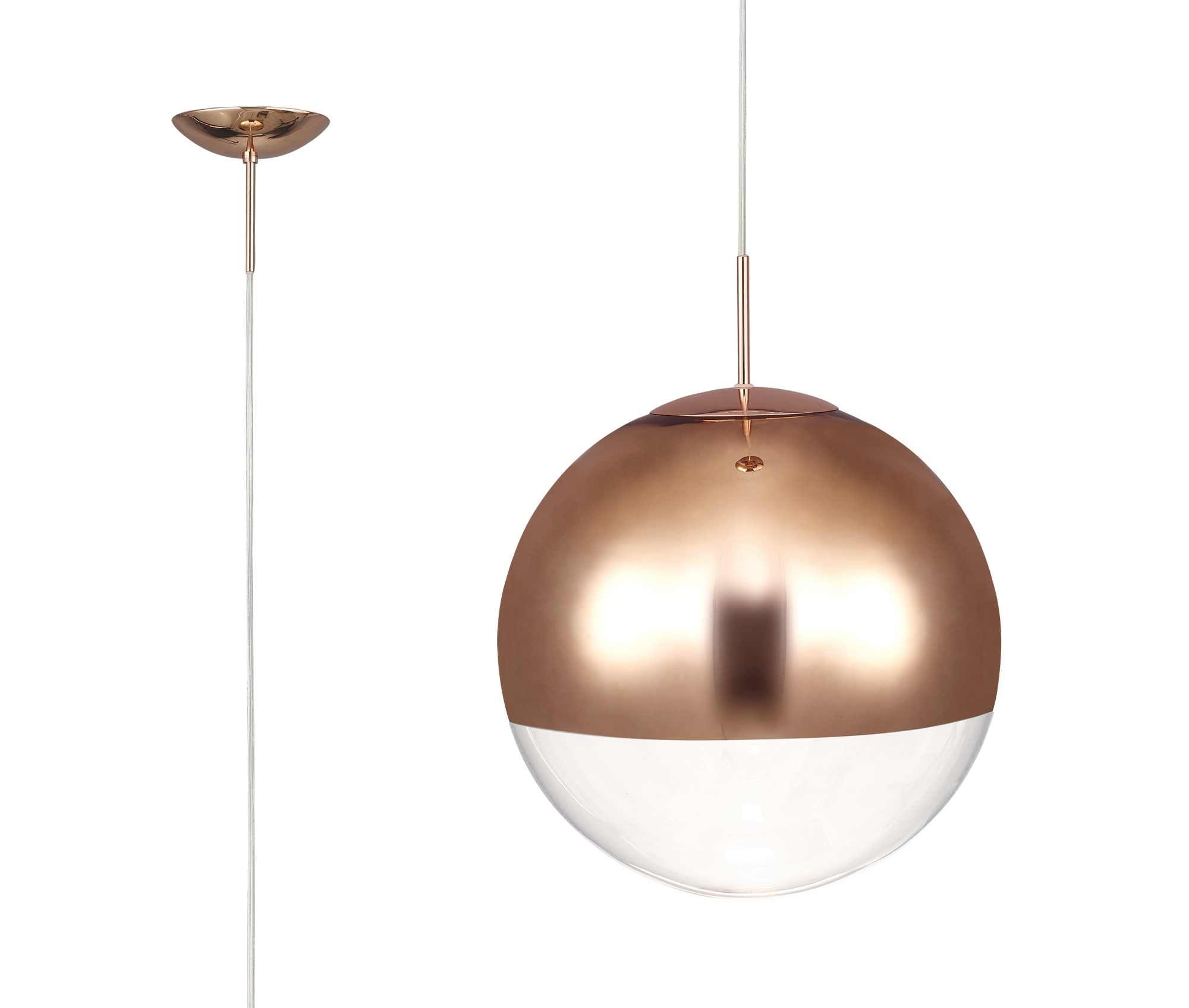 D0127  Miranda 30cm Glass Pendant 1 Light Copper